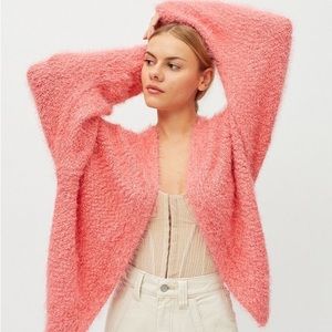 Riona Open-Front Cardigan from Urban Outfitters -Fuzzy in Pink